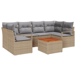 Casa si Gradina - Gradina si terasa - Mobilier exterior - Canapele si fotolii gradina - Set de Canapea pentru Gradina  7 Piese cu Perne Bej Ratan Poli Acacia - Infinity.ro