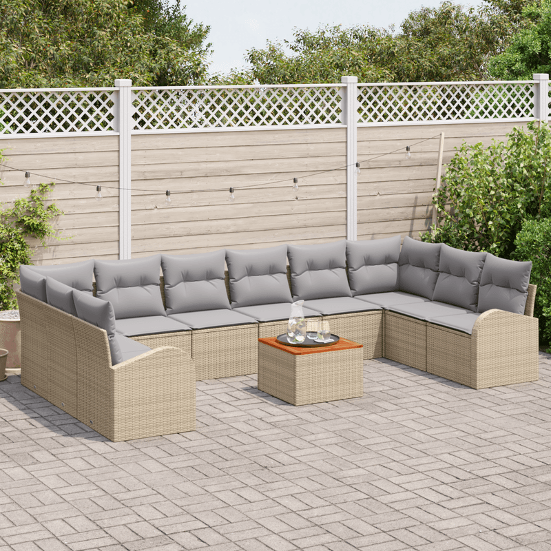 Casa si Gradina - Gradina si terasa - Mobilier exterior - Canapele si fotolii gradina - Set de Canapele pentru Gradina cu Pernite Bej din Ratan si Acacia - Infinity.ro