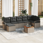 Casa si Gradina - Gradina si terasa - Mobilier exterior - Canapele si fotolii gradina - Set de 8 Piese pentru Gradina cu Pernute Gri din Ratan Poli Acacia - Infinity.ro