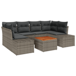 Casa si Gradina - Gradina si terasa - Mobilier exterior - Canapele si fotolii gradina - Set de canapea de gradina cu 7 piese cu perne gri poliratan acacia - Infinity.ro