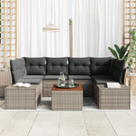 Casa si Gradina - Gradina si terasa - Mobilier exterior - Canapele si fotolii gradina - Set de canapea de gradina cu 7 piese cu perne gri poliratan acacia - Infinity.ro