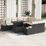 Casa si Gradina - Gradina si terasa - Mobilier exterior - Canapele si fotolii gradina - Set Canapea Gradina 9 Piese cu Perne Ratan Poli Negru - Infinity.ro