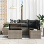 Casa si Gradina - Gradina si terasa - Mobilier exterior - Canapele si fotolii gradina - Set de 5 piese pentru gradina cu perne gri din poliratan - Infinity.ro
