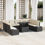 Casa si Gradina - Gradina si terasa - Mobilier exterior - Canapele si fotolii gradina - Set de canapea de gradina , 10 piese, cu perne, negru, din poliratan - Infinity.ro
