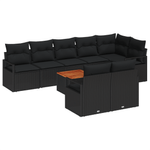 Casa si Gradina - Gradina si terasa - Mobilier exterior - Canapele si fotolii gradina - Set canapea gradina cu 9 piese si perne din rattan poli negru si acacia - Infinity.ro