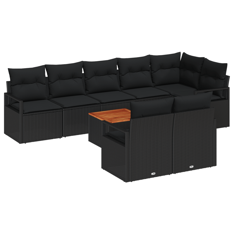 Casa si Gradina - Gradina si terasa - Mobilier exterior - Canapele si fotolii gradina - Set canapea gradina cu 9 piese si perne din rattan poli negru si acacia - Infinity.ro