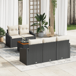 Casa si Gradina - Gradina si terasa - Mobilier exterior - Canapele si fotolii gradina - Set Canapea Gradina 6 Piese cu Perne Negru Ratan Polimeric Acacia - Infinity.ro