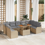 Casa si Gradina - Gradina si terasa - Mobilier exterior - Canapele si fotolii gradina - Set Canapea Gradina cu 10 Piese cu Perne Bej Ratan Poli Acacia - Infinity.ro
