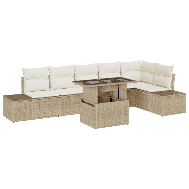 Casa si Gradina - Gradina si terasa - Mobilier exterior - Canapele si fotolii gradina - set de sofa de gradina cu perne in bej din ratan poli - Infinity.ro