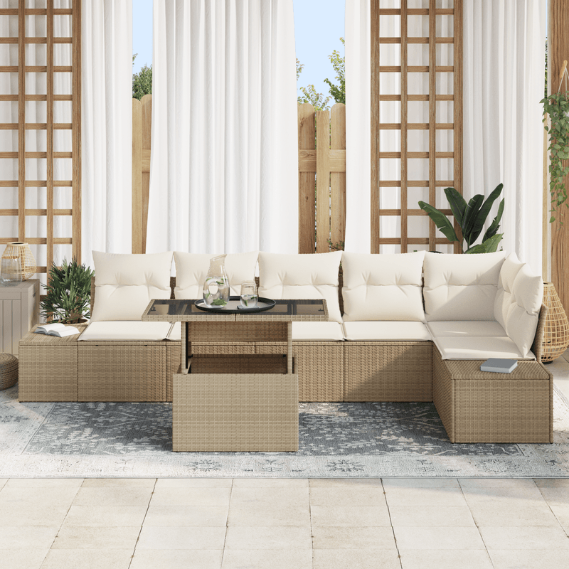 Casa si Gradina - Gradina si terasa - Mobilier exterior - Canapele si fotolii gradina - set de sofa de gradina cu perne in bej din ratan poli - Infinity.ro