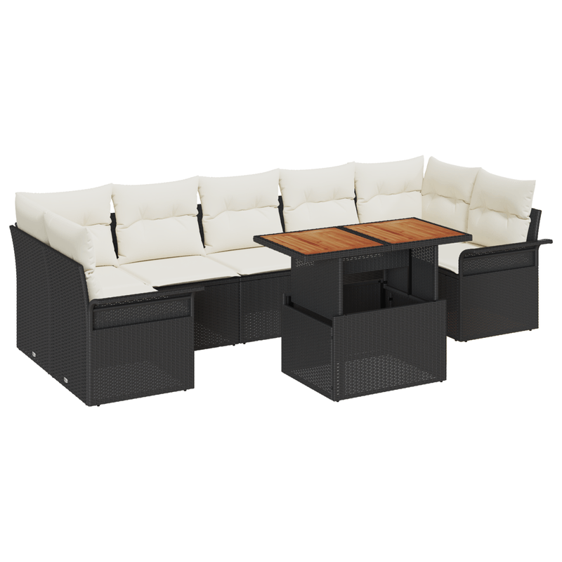 Casa si Gradina - Gradina si terasa - Mobilier exterior - Canapele si fotolii gradina - Set canapele gradina cu perne Negru Ratan Acacia - Infinity.ro