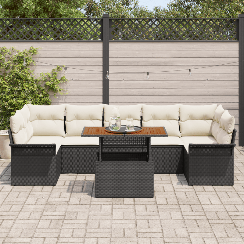 Casa si Gradina - Gradina si terasa - Mobilier exterior - Canapele si fotolii gradina - Set canapele gradina cu perne Negru Ratan Acacia - Infinity.ro