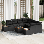Casa si Gradina - Gradina si terasa - Mobilier exterior - Canapele si fotolii gradina - Set Canapea Gradina 9 Piese cu Perne Negru Poliratan Acacia - Infinity.ro