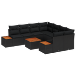 Casa si Gradina - Gradina si terasa - Mobilier exterior - Canapele si fotolii gradina - Set Canapea Gradina 9 Piese cu Perne Negru Poliratan Acacia - Infinity.ro