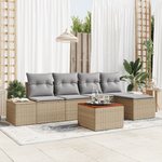 Casa si Gradina - Gradina si terasa - Mobilier exterior - Canapele si fotolii gradina - Set de canapele de gradina cu perne bej din poliratan si acacia - Infinity.ro