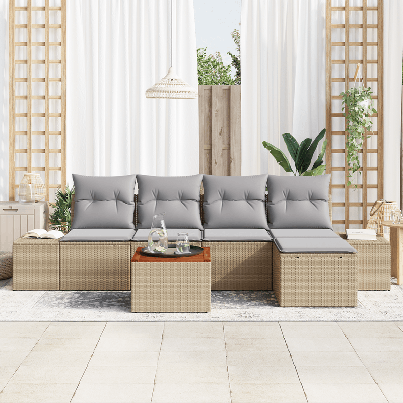 Casa si Gradina - Gradina si terasa - Mobilier exterior - Canapele si fotolii gradina - Set de canapele de gradina cu perne bej din poliratan si acacia - Infinity.ro