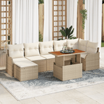 Casa si Gradina - Gradina si terasa - Mobilier exterior - Canapele si fotolii gradina - Set 8 Piese Canapele Gradina cu Perne Bej Poli Ratan Acacia - Infinity.ro