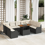 Casa si Gradina - Gradina si terasa - Mobilier exterior - Canapele si fotolii gradina - Set 10 Piese Canapea de Gradina cu Perne Negru Ratan Poliwoven Acacia - Infinity.ro
