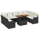 Casa si Gradina - Gradina si terasa - Mobilier exterior - Canapele si fotolii gradina - Set 10 Piese Canapea de Gradina cu Perne Negru Ratan Poliwoven Acacia - Infinity.ro