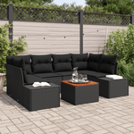 Casa si Gradina - Gradina si terasa - Mobilier exterior - Canapele si fotolii gradina - Set canapea de gradina de 7 piese cu perne negre din ratan sintetic - Infinity.ro