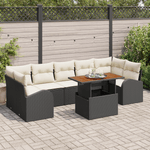 Casa si Gradina - Gradina si terasa - Mobilier exterior - Canapele si fotolii gradina - Set de dining pentru gradina de 8 piese cu perne Negru Ratan Poli Acacia - Infinity.ro