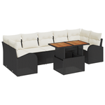 Casa si Gradina - Gradina si terasa - Mobilier exterior - Canapele si fotolii gradina - Set de dining pentru gradina de 8 piese cu perne Negru Ratan Poli Acacia - Infinity.ro