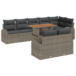 Casa si Gradina - Gradina si terasa - Mobilier exterior - Canapele si fotolii gradina - Set de dining pentru gradina 9 bucati cu perne Gri Poliratan Acacia - Infinity.ro