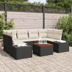 Casa si Gradina - Gradina si terasa - Mobilier exterior - Canapele si fotolii gradina - Set de 7 canapele de gradina cu perne negre din ratan poliester cu lemn de acacia - Infinity.ro