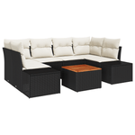 Casa si Gradina - Gradina si terasa - Mobilier exterior - Canapele si fotolii gradina - Set de 7 canapele de gradina cu perne negre din ratan poliester cu lemn de acacia - Infinity.ro