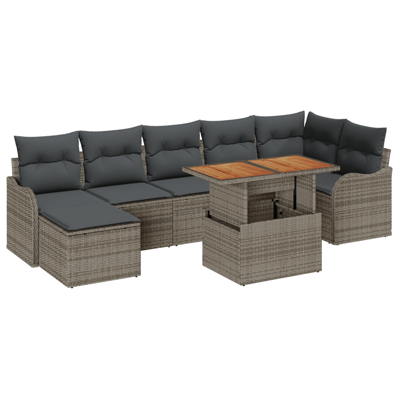 Casa si Gradina - Gradina si terasa - Mobilier exterior - Canapele si fotolii gradina - Set de 8 piese pentru gradina cu perne gri din poliratan si acacia - Infinity.ro