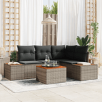 Casa si Gradina - Gradina si terasa - Mobilier exterior - Canapele si fotolii gradina - Set Canapea Gradina cu Perne Gri Poliratan Acacia - Infinity.ro
