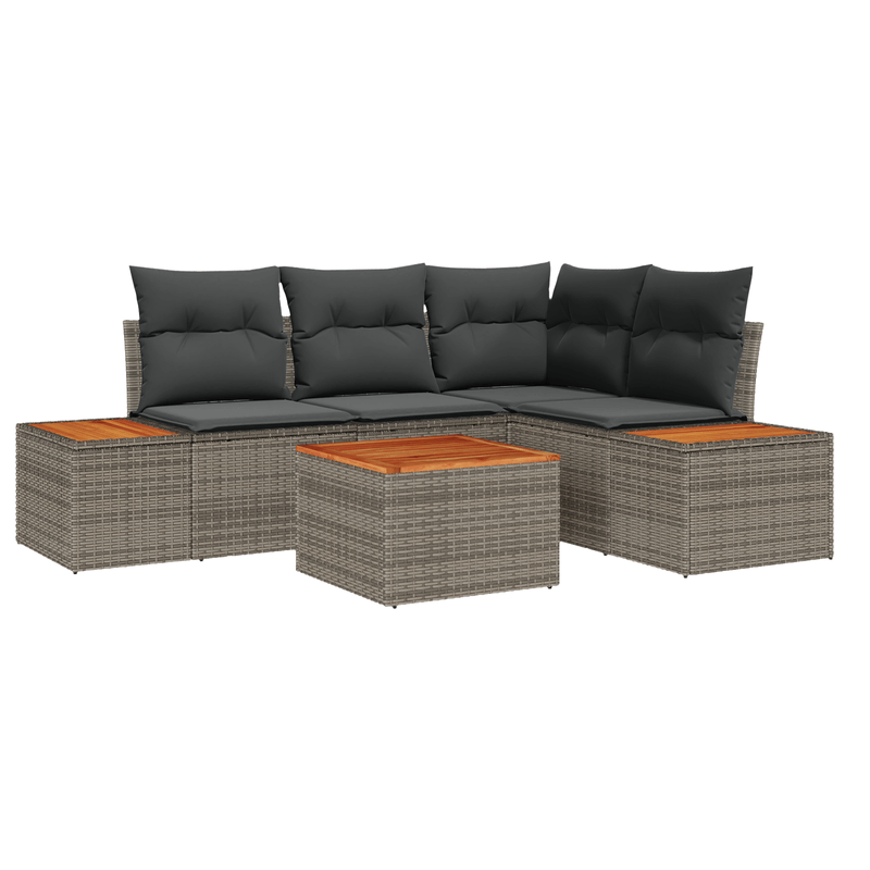 Casa si Gradina - Gradina si terasa - Mobilier exterior - Canapele si fotolii gradina - Set Canapea Gradina cu Perne Gri Poliratan Acacia - Infinity.ro