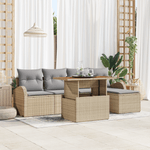 Casa si Gradina - Gradina si terasa - Mobilier exterior - Canapele si fotolii gradina - Set mese gradina 6 piese cu perne Bej Ratan Acacia - Infinity.ro