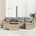 Casa si Gradina - Gradina si terasa - Mobilier exterior - Canapele si fotolii gradina - Set mese gradina 6 piese cu perne Bej Ratan Acacia - Infinity.ro