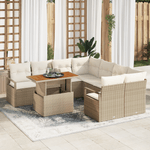 Casa si Gradina - Gradina si terasa - Mobilier exterior - Canapele si fotolii gradina - Set canapea gradina 9 piese cu perne Bej Ratan Poli Acacia - Infinity.ro