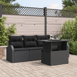 Casa si Gradina - Gradina si terasa - Mobilier exterior - Canapele si fotolii gradina - Set de 5 Piese pentru Gradina cu Perne Negru Ratan Poli - Infinity.ro