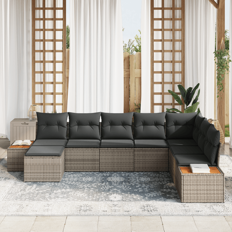 Casa si Gradina - Gradina si terasa - Mobilier exterior - Seturi mobila gradina - Set de canapea din 8 piese cu perne gri din ratan polimer - Infinity.ro