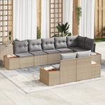 Casa si Gradina - Gradina si terasa - Mobilier exterior - Canapele si fotolii gradina - Set de Canapea de Gradina de 8 Piese cu Pernute Bej Poliratan Acacia - Infinity.ro