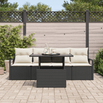 Casa si Gradina - Gradina si terasa - Mobilier exterior - Canapele si fotolii gradina - Set de canapea de gradina de 5 piese cu perne Negru Rachita Poliester - Infinity.ro