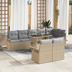 Casa si Gradina - Gradina si terasa - Mobilier exterior - Canapele si fotolii gradina - Set Canapea Gradina cu 9 Piese cu Perne Bej Ratan Polimeric - Infinity.ro