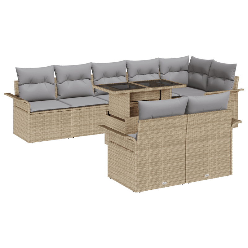 Casa si Gradina - Gradina si terasa - Mobilier exterior - Canapele si fotolii gradina - Set Canapea Gradina cu 9 Piese cu Perne Bej Ratan Polimeric - Infinity.ro