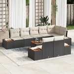 Casa si Gradina - Gradina si terasa - Mobilier exterior - Canapele si fotolii gradina - Set de canapea de 9 piese pentru gradina cu perne Negru Poliratan Acacia - Infinity.ro