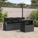Casa si Gradina - Gradina si terasa - Mobilier exterior - Canapele si fotolii gradina - Set de dining gradina de 5 piese cu perne Negru Ratan Polimeric Acacia - Infinity.ro