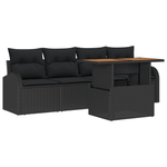 Casa si Gradina - Gradina si terasa - Mobilier exterior - Canapele si fotolii gradina - Set de dining gradina de 5 piese cu perne Negru Ratan Polimeric Acacia - Infinity.ro