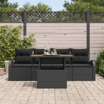 Casa si Gradina - Gradina si terasa - Mobilier exterior - Canapele si fotolii gradina - Set de dining gradina de 5 piese cu perne Negru Ratan Polimeric Acacia - Infinity.ro