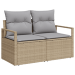 Casa si Gradina - Gradina si terasa - Mobilier exterior - Canapele si fotolii gradina - Set Canapea Gradina  7 Piese si Perne Bej Ratan Poli Acacia - Infinity.ro