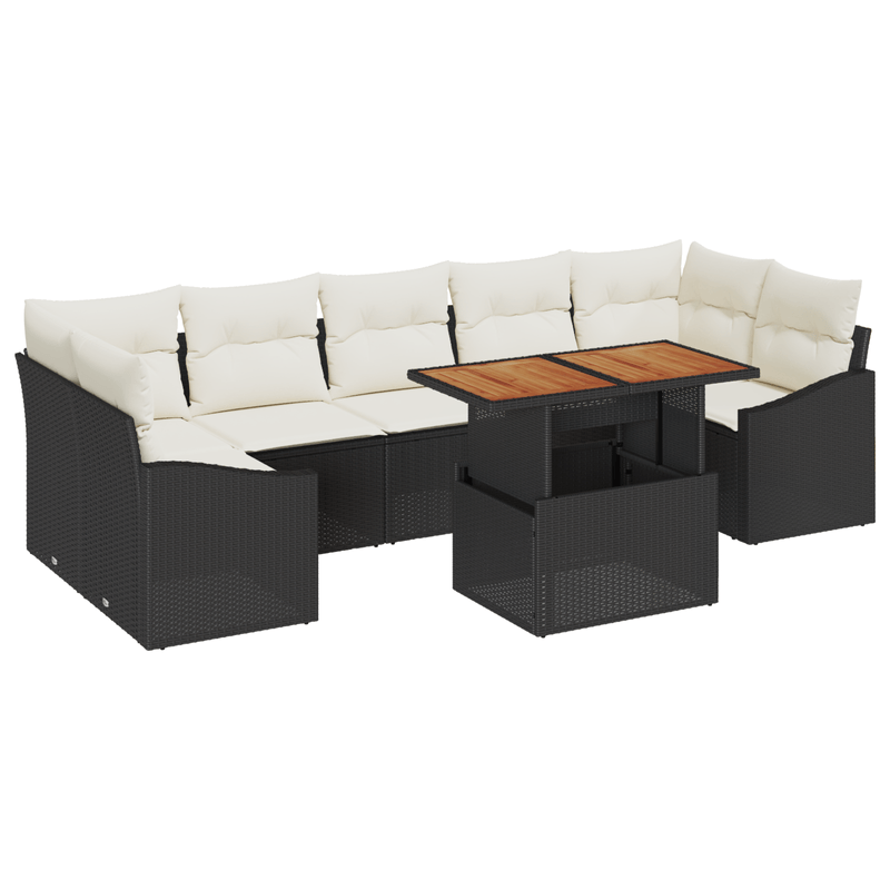 Casa si Gradina - Gradina si terasa - Mobilier exterior - Canapele si fotolii gradina - Set de dining pentru gradina cu perne, negru, din ratan poli - Infinity.ro