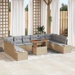 Casa si Gradina - Gradina si terasa - Mobilier exterior - Canapele si fotolii gradina - Set de dining pentru gradina , 11 piese, cu perne, bej, ratan poli si acacia - Infinity.ro