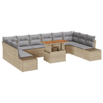 Casa si Gradina - Gradina si terasa - Mobilier exterior - Canapele si fotolii gradina - Set de dining pentru gradina , 11 piese, cu perne, bej, ratan poli si acacia - Infinity.ro