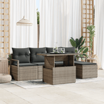 Casa si Gradina - Gradina si terasa - Mobilier exterior - Canapele si fotolii gradina - Set de Sofa de Gradina  6 Piese cu Perne Gri din Ratan Poliat - Infinity.ro
